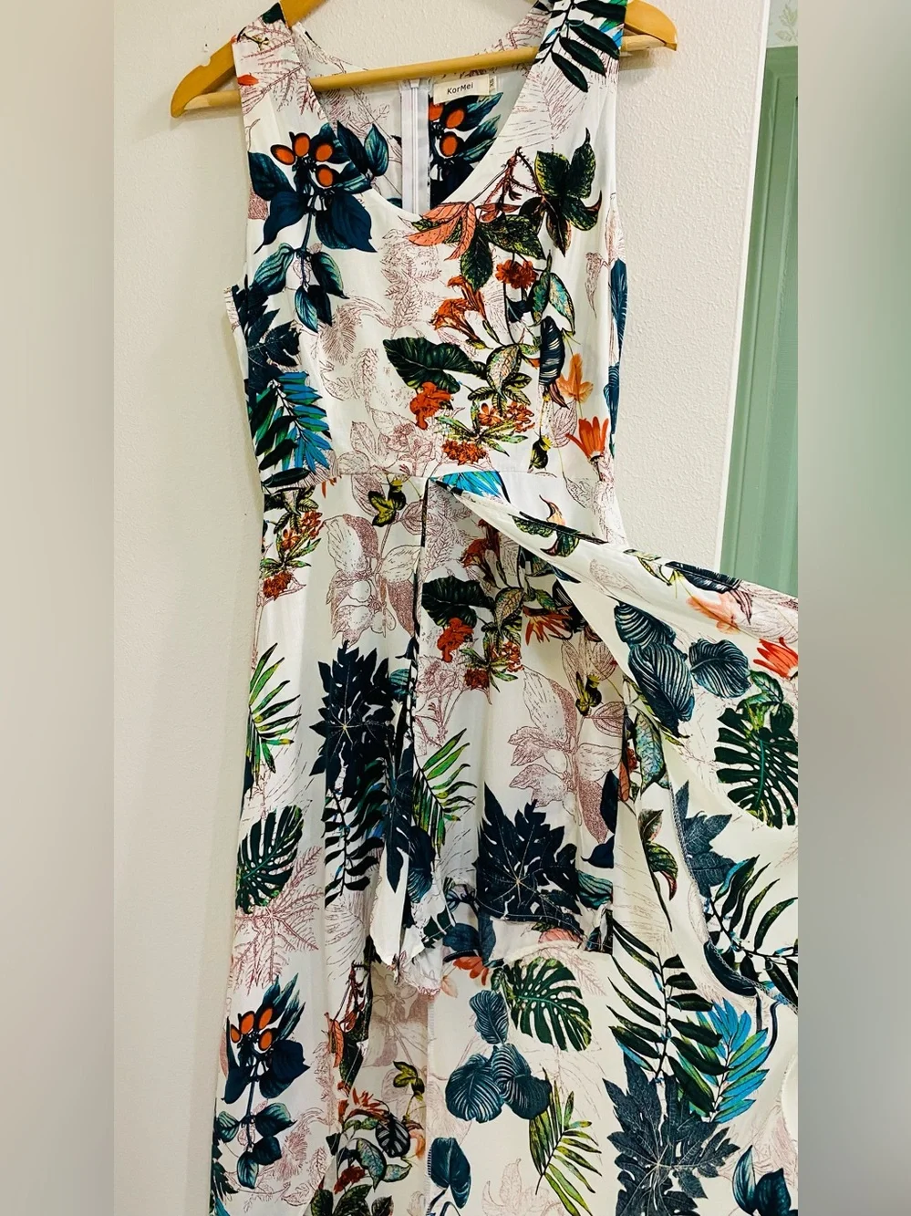 Kormei Floral White High-Low Skirted Romper - White Floral
